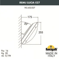 Уличное бра Fumagalli Remi/Lucia 1R3.602.000.WYE27CL1 белый/прозр., опал