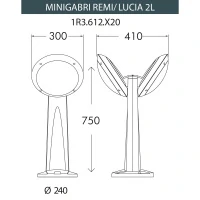 Уличный фонарь столб Fumagalli Mini Gabri Remi/Lucia 2L, 1R3.612.X20.LYE27OR1, серый/оранж., опал