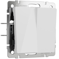 W1123041/ Электроустановочные изделия - Перекрестный выключатель двухклавишный (белый акрил)