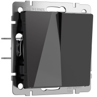 W1123048/ Электроустановочные изделия - Перекрестный выключатель двухклавишный (черный акрил)